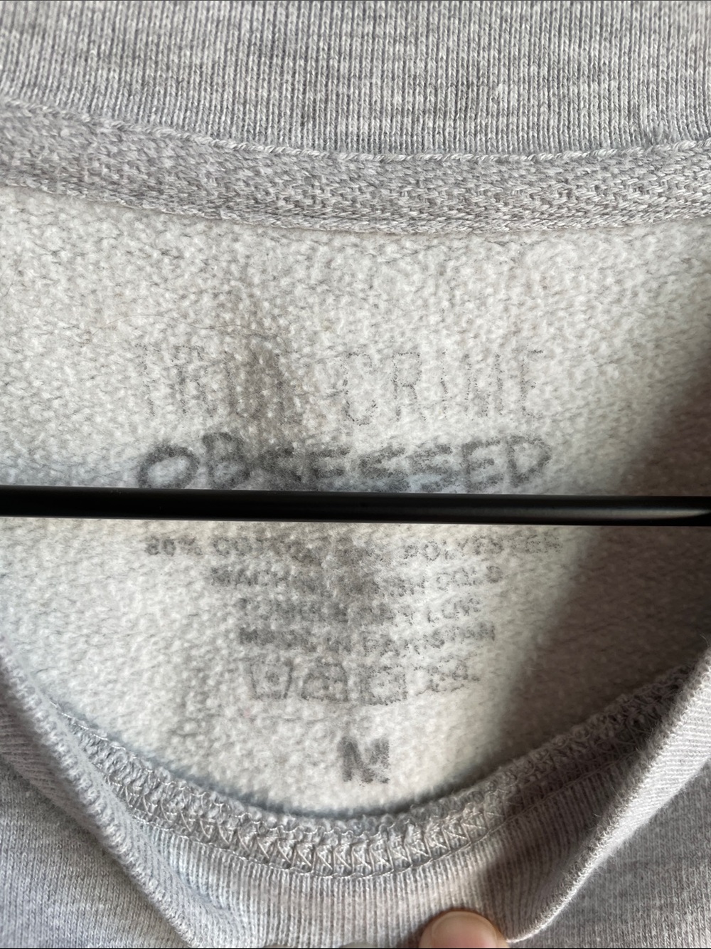 Official True Crime Obsessed Podcast Grey Crewneck Sweatshirt with Lilac Graphic - Picture 5 of 5